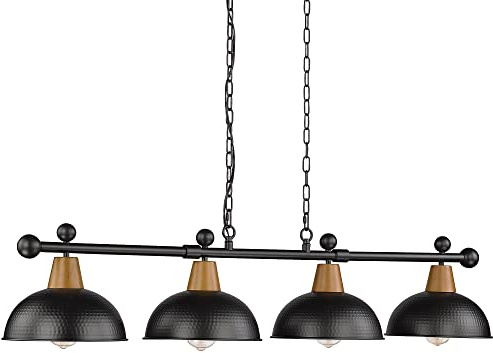FEMILA 4-Light Pool Table Lights for 7ft/8ft Table, 48 Modern Billiard Llight Kitchen Island Light, Hanging Pool Table Lamp for Game Room,Kitchen, Bar, Coffee Shop, 4FG60-4LP BK