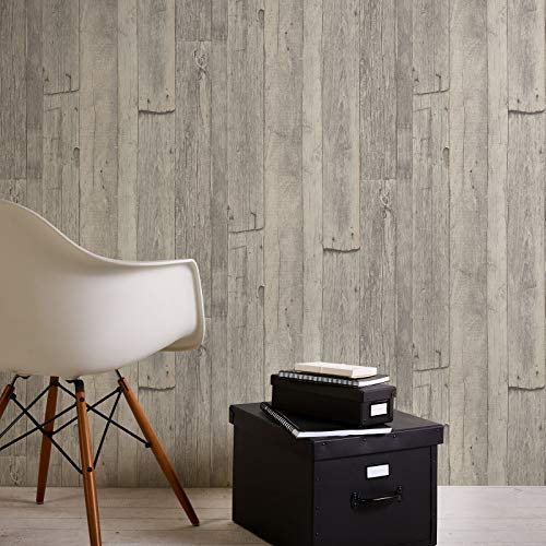 BRICOFLOR Holzoptik Tapete | Vintage Tapete in Holzoptik | Hellgraue Holztapete im Landhausstil | Vliestapete mit Bretter Design ideal für Küche und Wohnzimmer