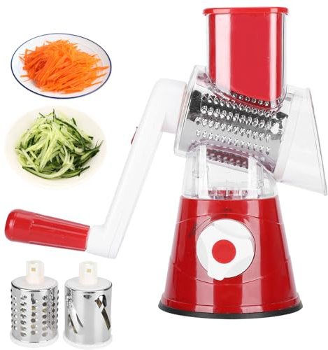 Rotary Cheese Grater Shredder, Multifunctional Cheese Grater Hand Crank Vegetable Cutter Manual Food Grater Shredder Chopper Kitchen Accessories(Red)