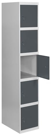 SimonRack Casier vestiaire métallique, 5 Portes, 1800 x 400 x 500 mm, Gris/Anthracite, 1800x400x500