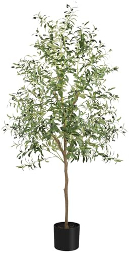 YOLEO 7FT Artificial Olive Tree for Home Office Indoor Decor (Style 2) | Lifelike Faux Silk Tree 210cm