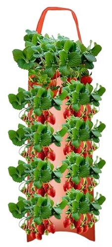 Borse per fioriera per verdure, borsa per la crescita di fragole, tubo tascabile per piante | di coltivazione di pomodori per interni verticali, manico sospeso robusto, tela traspirante