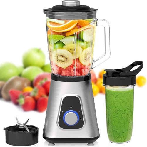 iceagle Standmixer Smoothie Maker - Blender Elektrisch 1300W | 2-in-1 Mixer, 1,5l Krug & 600ml Becher, Ice-Crush Funktion, 2 Geschwindigkeitsstufen, Pulse-Funktion, 22000U/Min für Glatte Mischung