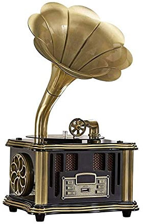 Skivspelare, musikdosa fonograf skivspelare trådlös högtalare, med Aux-ingång, FM-radio, port för flashminne, grammofon