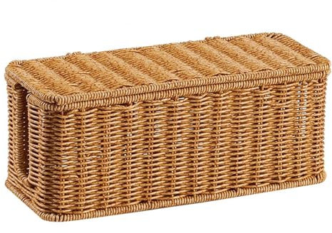 Caja organizadora de Cables de ratán de 31,5 x 13 x 13 cm, Organizador de Cables, Caja de Alambre Tejida a Mano, Cesta de estación de Carga con Tapa, Caja ordenada para Ocultar Cables y enchufes para
