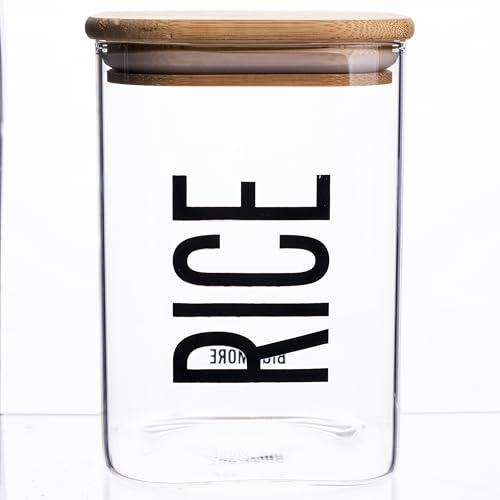 Barattolo riso 1 L in vetro, coperchio in bambù, Bigismore