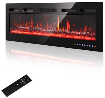 PURFINO Camino Elettrico 40/102cm – Fiamma 12 Colori & Scintillio, 900W/1800W, Termostato Preciso (15-30°C), Touchscreen & Telecomando – Ideale per Pareti Mediali