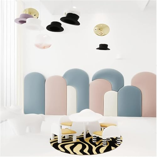Pared Tapizada ELS, Cabecero Tapizado, Cojín De Pared Autoadhesivo 3D, Papel Pintado Tapizado Insonorizado para Habitación Infantil, Pink, 84x180cm