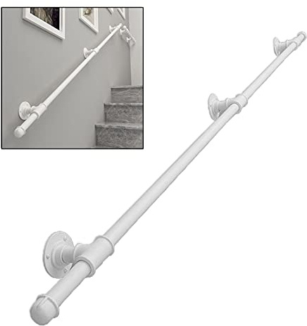 Barra di sicurezza per scale in ferro battuto bianco robusto | disponibile in lunghezze da 1 m, 1,5 m, 2 m, 3 m, 4 m, 5 m, 6 m | elegante design a tubo