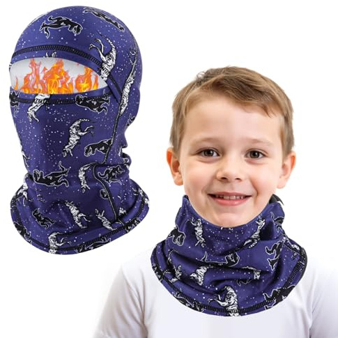 AYPOW Passamontagna Invernale in Pile Termico Bambini 4-10 Anni, Multifunzione Antivento Caldo Maschera da Sci Ciclismo, Berretti Cappello con Scaldacollo, per Ragazzi Ragazze Sport all'Aria Aperta
