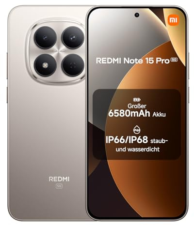 XIAOMI Redmi Note 15 Pro 5G, Smartphone 8+256 GB, Massive 6580mAh Battery, IP66/IP68, New 200MP Camera, 6.83 AMOLED Display, Titanium Color, Warranty 2 years, Charger Not Included