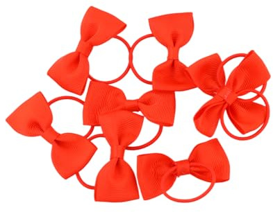 10 Pezzi Elastici Capelli Bambina con Fiocco Rosso, Codini per Capelli in Tessuto Morbido, Accessori Fiocchi Capelli per Neonata Ragazza, per Scuola Feste e Regalo di Natale