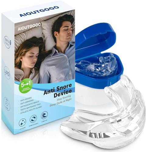 Schnarchschiene 2 Stück Anti Schnarch Schnarchstopper für Männer und Frauen-AIOUTGOGO Gegen Schnarchen Stopper, Effektiv Anti Schnarch Schiene Testsieger Anti Snoring Stopper Transparent