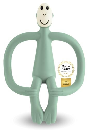 Matchstick Monkey - Beißring Affe Original - Baby Zahnungshilfe - weiche Noppen massieren wundes Zahnfleisch - Silikon BPA-frei - Greifling für Zahnen - ab 3 Monaten - mintgrün