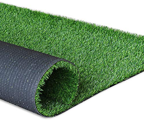 Fas Home Artificial Grass Turf 5FTx10FT Indoor Outdoor Rug 0.7 Pile Height Synthetic Lawn Fake Grass Carpet,Easy Installation Multi-use Astroturf,Pets Dog Turf with Drain Holes