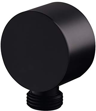 Keymark Wall Supply Elbow, Brass Round Wall Mount Shower Hose Connector Drop Ell Union Water Outlet for Handheld Hand Shower, Black