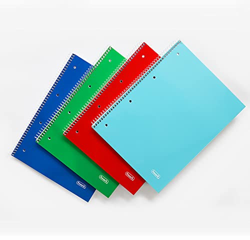 Favorit Quaderni Spiralati A4, Rigatura Quadretti 4mm, 5 Pezzi, Con Fori E Microperforazione, Carta 80g/Mq, 1 rosso, 1 blu, 1 verde, 1 turchese + 1 colore a rotazione