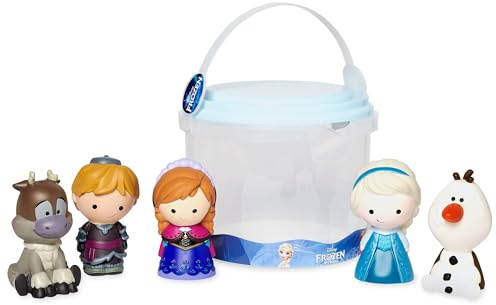 Disney Store Offizielles Badespielzeugset „Die Eiskönigin – Völlig unverfroren“, 5-teilig, enthält Figuren von Anna, ELSA, Olaf, Sven und Kristoff mit Aufbewahrungseimer, geeignet ab 6 Monaten