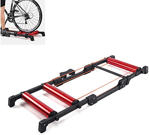 BATLAM Bike Trainer Stand,Indoor Bicycle Trainer,Bike Rollers Foldable, Indoor Cycling Bicycle Roller Trainer,Blue (Red normal)