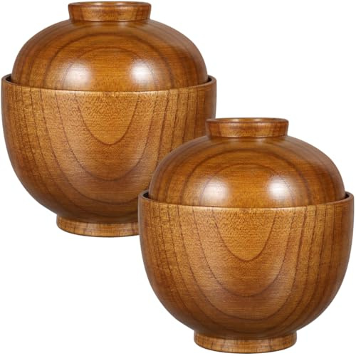 Baluue Anti-Scalding Rice Bowl with Lid Lightweight Serving Bowl for Soup Salad Fruits 3.93 X 3.54 X 3.54 Inch Smooth Surface Easy to Clean Japanese Style Tableware