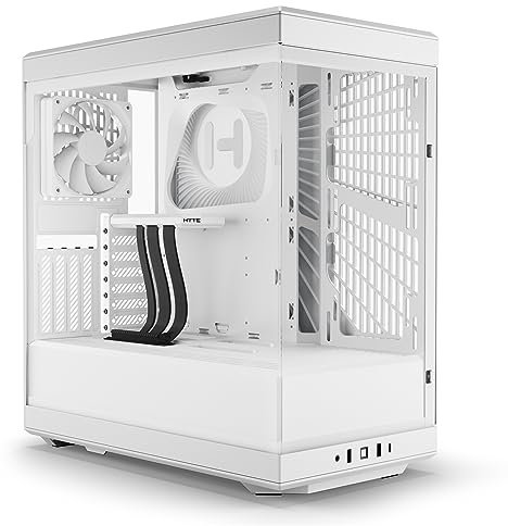 HYTE Y40 Modern Aesthetic Panoramic Tempered Glass Mid-Tower ATX Computer Gaming Case with PCIE 4.0 Riser Cable Included, Snow White (CS-HYTE-Y40-WW)