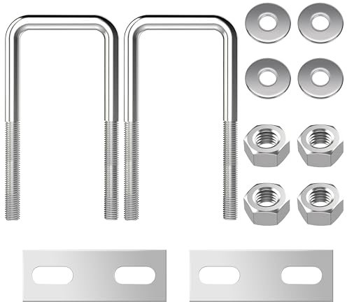 Perno en U Cuadrado Pernos en Forma de U de Acero Inoxidable con Tuercas y Placas para Fijación de Tubería 40 mm de Ancho Interior 2 Piezas M8 40x100mm