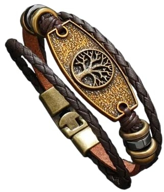 Cross, Anchor, Yggdrasil & Tree of Life Leather Bracelet for Men's & Women's - Genuine Leather, No Magnetic