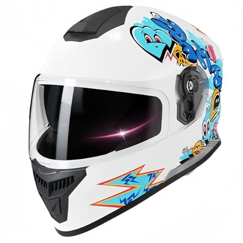 Casco de motocicleta abierto casco de motocicleta integral aprobado ECE/Dot casco para niños de 5 a 15 años niños niñas casco multideporte para scooter bicicleta ciclomotor A, L (50-53 cm)
