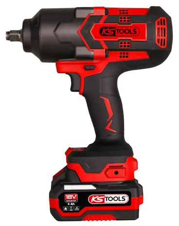 KS TOOLS - 515.4715F - Stötnyckel på batteri - sladdlös slagnyckel 1/2 tum borstlös - effekt 18 V - 1 600 Nm - 2,8 kg utan batteri - Levereras i låda med 2 batterier 4AH