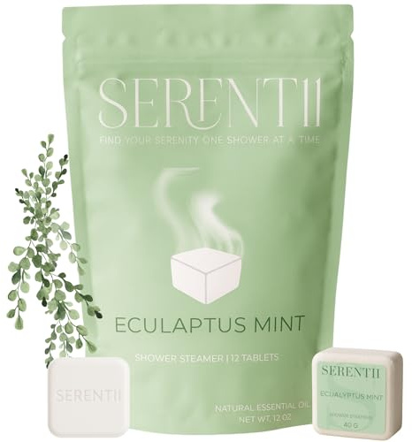 SERENTII Eucalyptus Mint Shower Steamers, 12 Tablets – Aromatherapy Shower Steamers for Relaxation & Stress Relief, Fathers Day Gift for Dad,Birthday Gift for Women & Men,