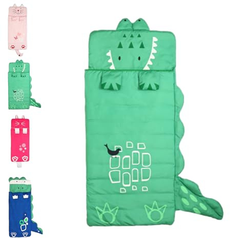 Sacs de Couchage pour Enfants 62.99x23.62 Pouces, Sac de Sommeil pour Enfants, Carton Dinosaur Nap Mat Sac de Couchage Confort, Sac de Couchage pour garçons et Filles