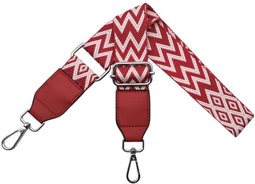 Correa para Bolsos Bandolera Correa de Hombro Bandolera Correa Ajustable con Cuero, 3.8cm Anchura con Mosquetón Plateado para Bolsos Cruzados Mano, Rojo, W01