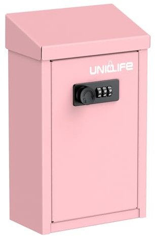 Uniclife cassetta portachiavi, cassetta metallica per donazioni con serratura a combinazione, cassetta suggerimenti sicura, cassetta postale da parete con fessura superiore per ufficio