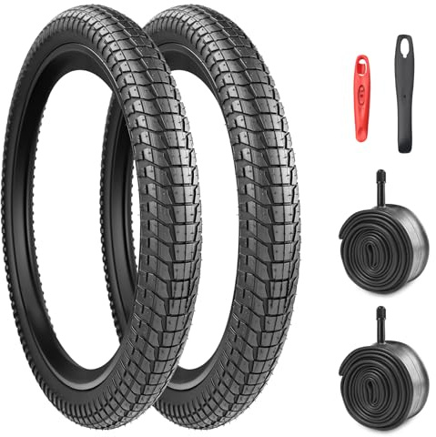 Juego de 2 neumáticos de bicicleta plegables de 20 pulgadas, 20x1,95/2,1/2,25, con 2 cámaras de aire 50/53/57-406 para MTB/BMX