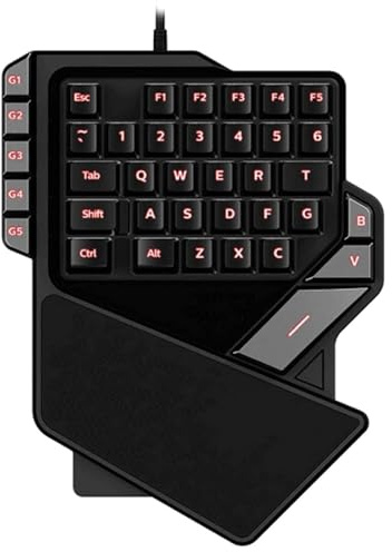 SHRGOMPIT Teclado for Juegos de una Mano con retroiluminación RGB, 38 Teclas, portátil, miniteclado ergonómico for Juegos