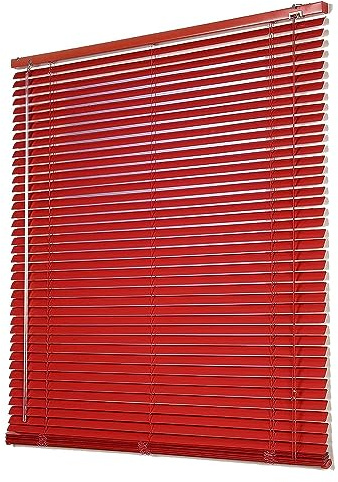 Persianas venecianas de aluminio rojas, 25 mm, impermeables, opacas, horizontales, para el hogar y la oficina, cortinas decorativas de fácil ajuste, ancho x alto (160 x 230 cm)