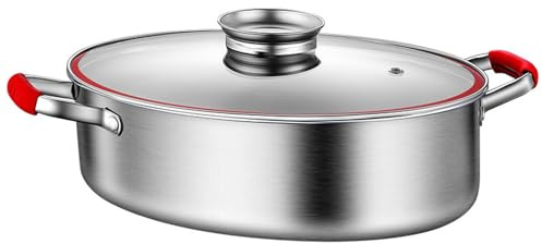 Pentola ovale in acciaio inox, cottura multifunzione per pesce e friggere, grande capacità per uso generale