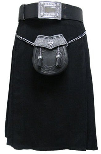 Tartanista - Kilt escocés Liso para niños - Negro - UK18 (45,5cm)