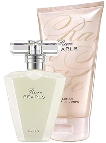 Avon Rare Pearls, profumo, Eau de Parfum, spray, 50 ml, con lozione per il corpo da 150 ml, a lunga durata (etichetta in lingua italiana non garantita)