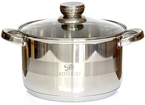 MEYERHOFF Edelstahl Universaltopf Kochtopf mit Glasdeckel Topf Induktion !! (16 cm - 1,5 Liter)