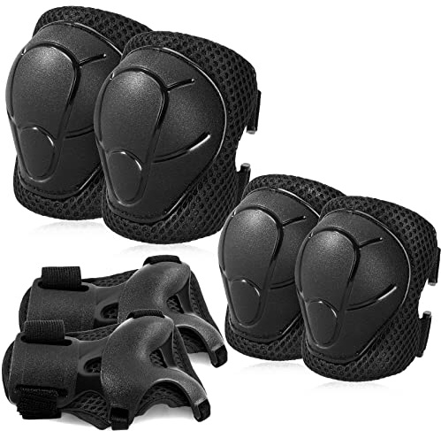 BOSONER Basic Kids Protective Gear: Kids Knee Pads and Elbow Pads with Wrist Guards Set for 3-15 Years - Design for Roller Skates, Cycling, BMX Bike, Skateboard, Inline Skating, Scooter Riding Sports