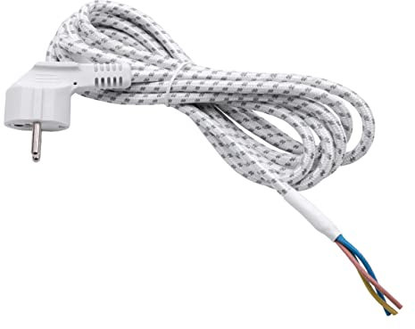 vhbw Câble électrique universel, connexion électrique pour fer à repasser (2.80m) - flexible, robuste avec prise de schuko et raccords de câbles