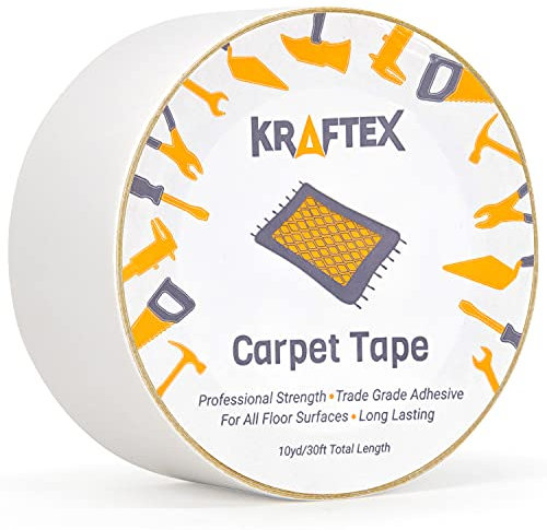 Original Carpet Tape 30ft Roll, for Rugs, Mats, Pads, Runners [Anti Slip Non Skid Technology] Indoor Gripper Tape Double Sided Adhesive [Works on Any Floor] Grips Hardwood, Tile, Laminate Floor (30ft)
