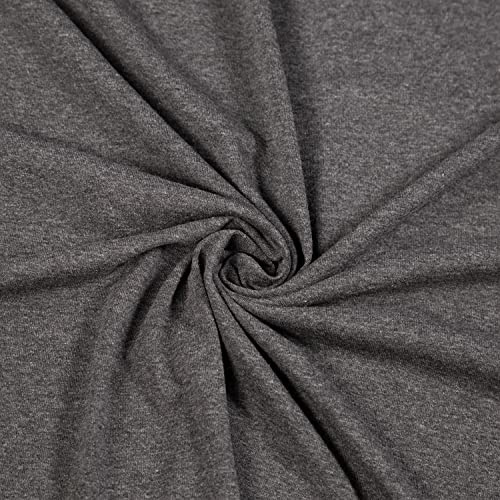 FabricLA Cotton Spandex Jersey Fabric by The Yard - 10 oz 4-Way Stretch Spandex & Cotton Fabric, 60 Wide – Perfect for Skirts, Tops, T-Shirts | Charcoal | Sold in 2 Continuous Yards
