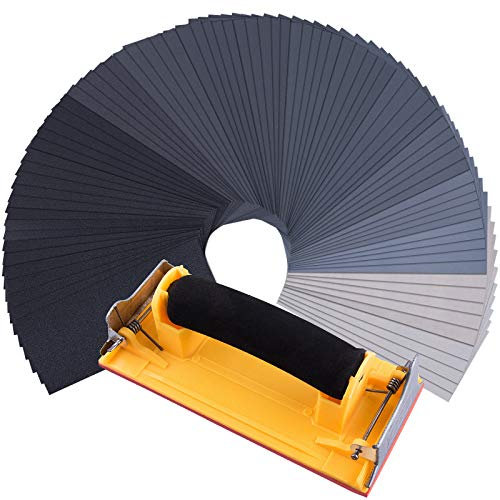 SIQUK 80 Pezzi Carta Abrasiva Secco e Umido Carta Vetrata Grinta 120 a 7000 Assortimento con Levigatrice Manuale per Automotive di Levigatura Mobili in Legno di Finitura, 9 x 3,6 Pollici