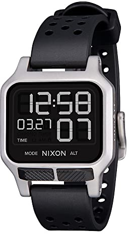 Nixon Heat Herren Armbanduhr Silber/Schwarz 38mm, wasserdichte: bis 100 Meter, A1320130-00
