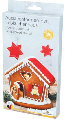 Birkmann, pepparkakshus, set, för att sticka ut och dekorera kakor, marsipan och fondant, rostfritt stål, diskmaskinssäker, 6 delar