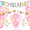 Einschulung Deko Set für Mädchen, Schulkind Girlande + Schultüte und Schulranzen Banner + Schuleinführung Schulanfang Luftballon + Zuckertüten Konfetti