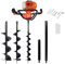 Tarière thermique - 52cm3-2CV - 3 mèches-2 extensions 30-60cm + accessoires fournis - tarière thermique à essence