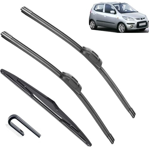 Juego de escobillas limpiaparabrisas delanteras y traseras compatible con Hyundai I10 MK 1 2007-2013 cepillos for ventana de parabrisas 221612